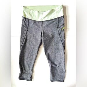 Lululemon Run a Marathon Crop grey green band pocket size 6 leggings pants